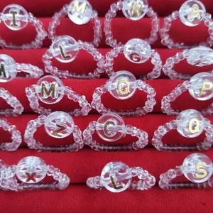 Paket Usaha Cincin Manik Bening huruf gold Isi 25 Rings
