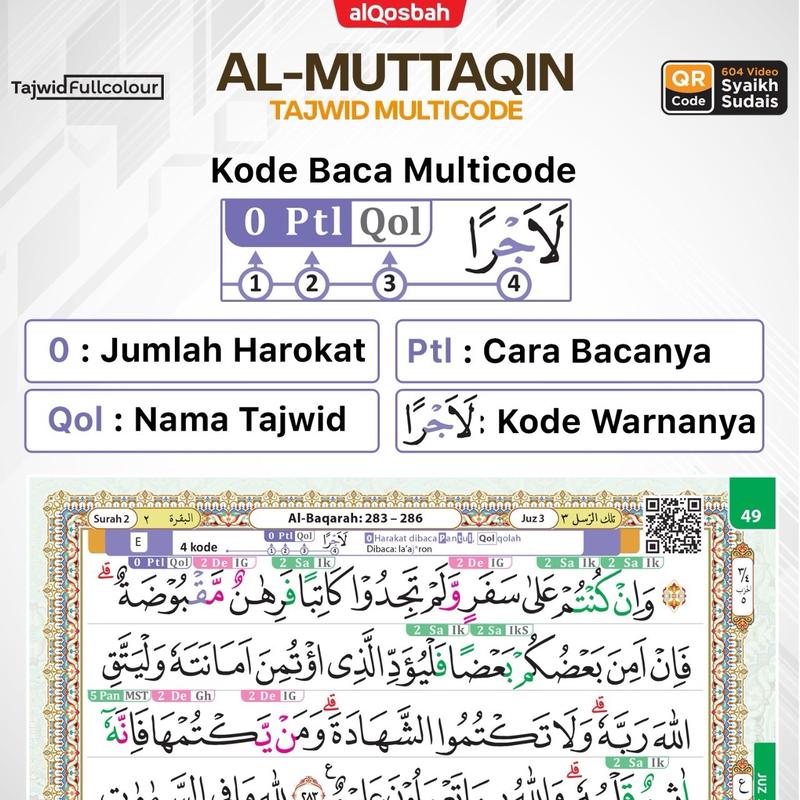 AlQuran QR Code Hafalan Al-Muttaqin Mushaf Waqaf Ibtida Bendera Ukuran Sedang A5 6
