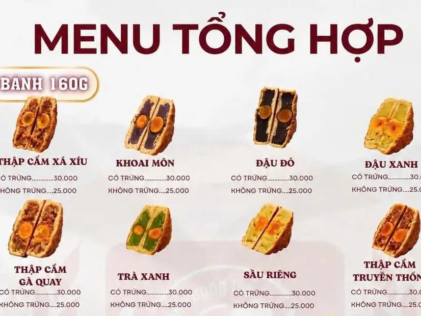 Bánh trung thu nướng Lâm Thủy 10 vị - 160gr menu đủ vị bên tiệm