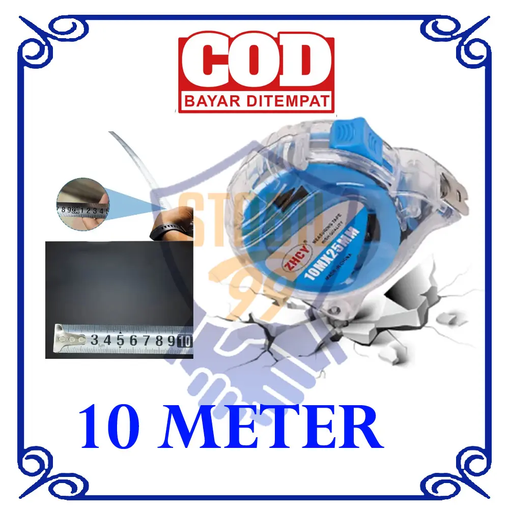DU HENG meteran 10 meter Rol stainles tahan Banting / Air / Karat