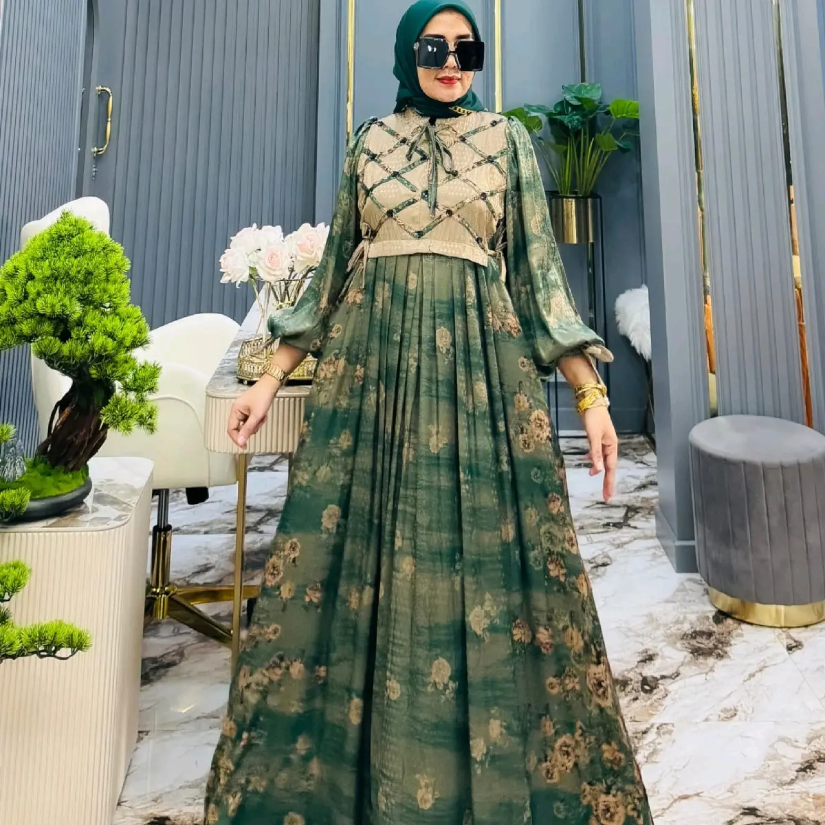 Kode eta 33 gamis katun sutera bordir ramping by nabil ori SHR