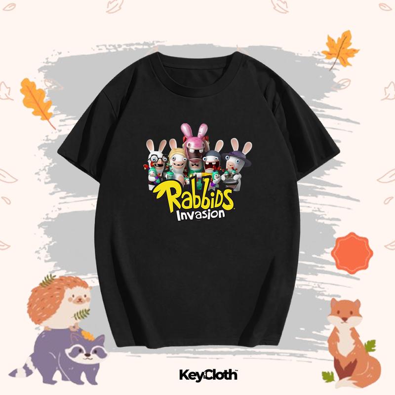 Baju Kaos Anak Karakter Rabbids Invasion Anak Laki-Laki/Perempuan Usia 1-12 Tahun Bahan Cotton Combed 30s Unisex 3