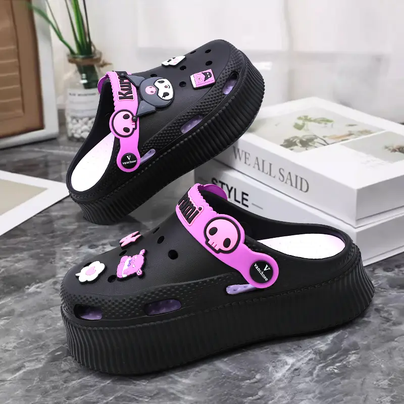 TAICCY Sandal Kodok Wanita Dewasa Jelly Fuji Sendal Baim Wedges Karakter Kartun Sandal keluarga EVA Ukuran 20-41 1