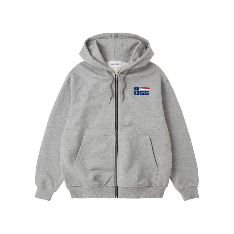  Áo Hoodie Zip ROSS STUDIO Xám Logo  Thêu 3D  440gsm Nỉ Chân Cua  - FULL HOODIE ZIP 