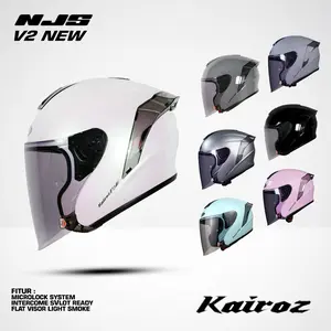 HELM NJS KAIROZ V2 SOLID HALF FACE FLAT VISOR MOTORCYCLE Helmet