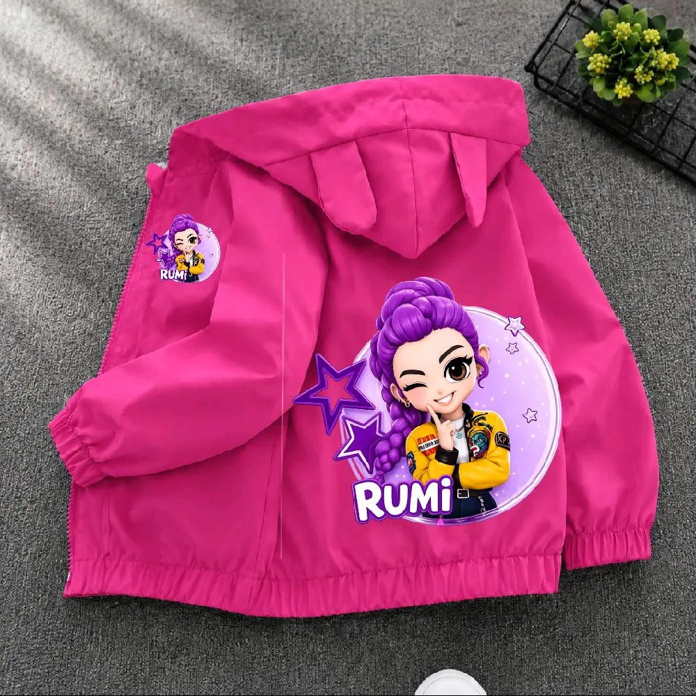 RUMI HUNTRIX Jaket Anak Perempuan Terbaru Bergambar Rumi Huntrix Cantik Bahan Premium Nyaman Tahan Angin Size S-XXL - Casual, Fashion