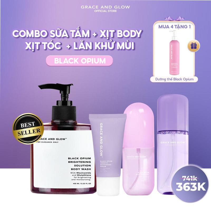   Tặng Dưỡng Thể Chỉ Có Trong Livestream  Combo Best Seller 5in1 Black Opium Sữa Tắm Lăn Khử Mùi Xịt Body Mist và Xịt Tóc 