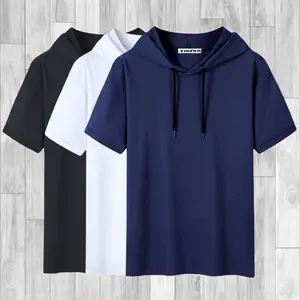 Paket Hemat 3 Pcs Baju Kaos Hoodie Pria Kaos Kupluk Sweater Pendek Lengan Hoodie Distro Oblong Hitam Cowok Dewasa