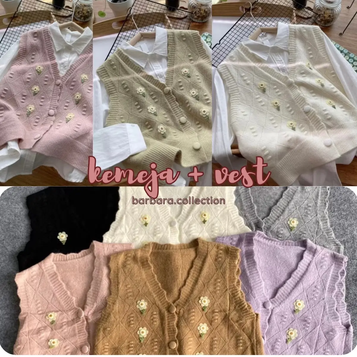kemeja vest wanita | atasan kemeja rajut premium
