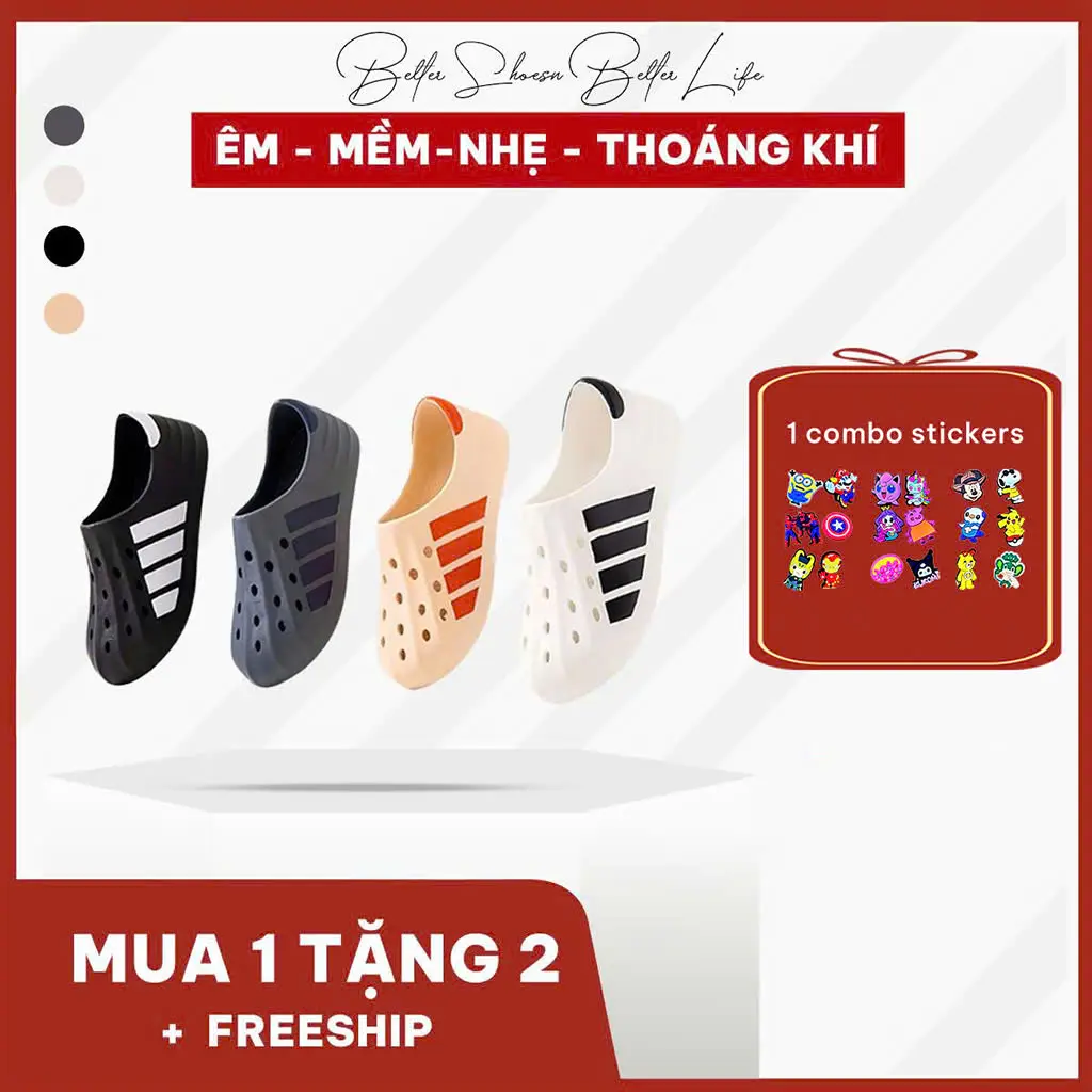 [Tặng Charm] Giày Thể Thao Fashion 2025, Giày Nam Nữ Sneaker Nhựa EVA Siêu Nhẹ Không Thấm Nước  - Giày Tết Đế Bằng Shoes DéP Sport