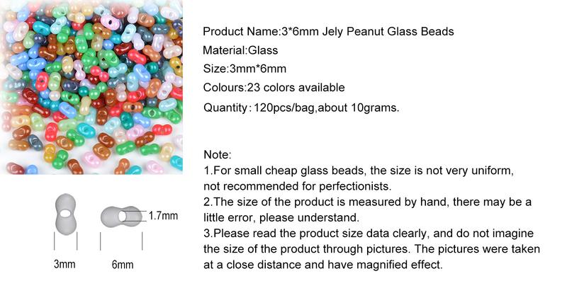 Product Introduction of Hạt Đậu Phộng Thạch, 120 Cái / túi, Kích Thước 3 * 6mm, Làm Bằng Thủy Tinh, Thích Hợp Để Làm Đồ Trang Sức, Vòng Tay, Vòng Cổ, Vòng Tay, Hạt Giống Tự Làm, Hạt Trang Trí Điện Thoại 2