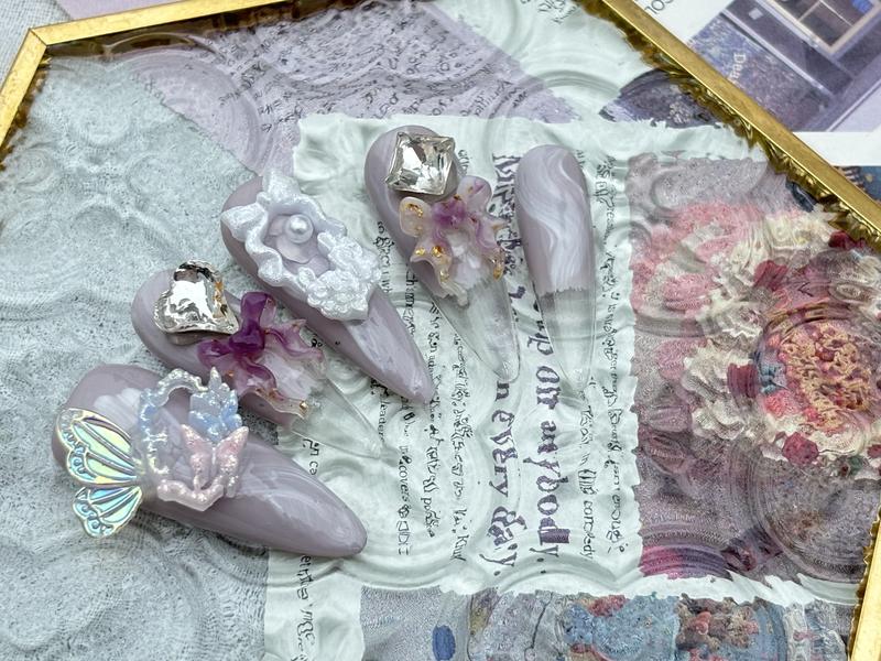 Product Introduction of 010 Purple Mermaid Handmade Press on Nail 2