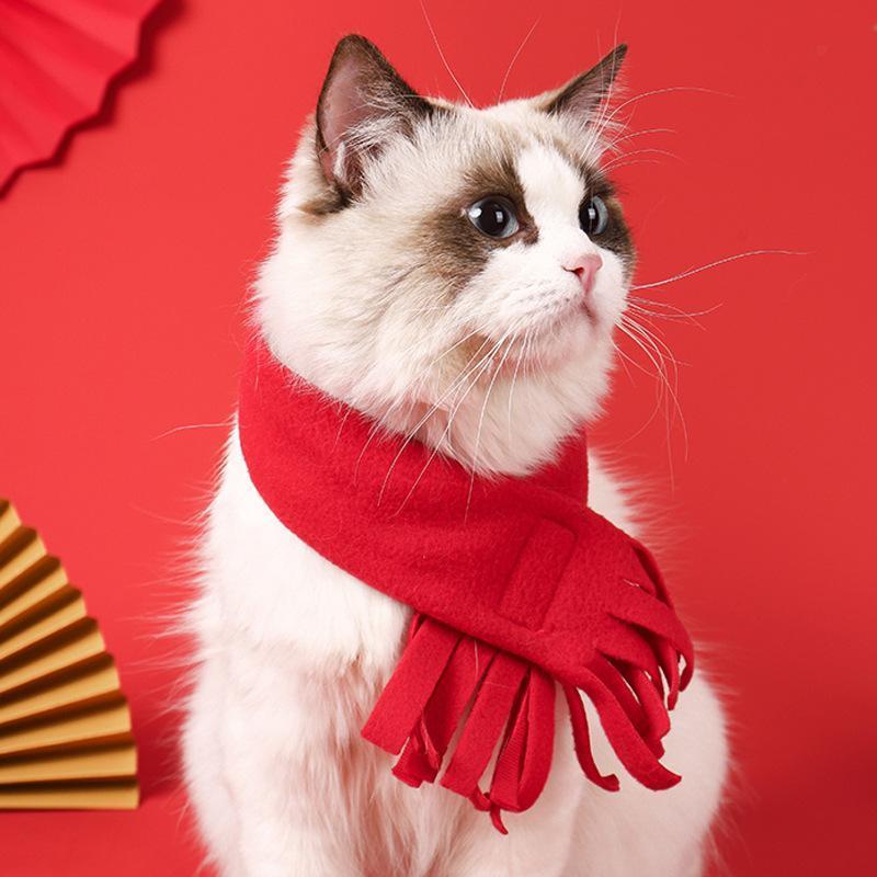 Product Introduction of New Year Christmas cat scarf, dog scarf, saliva towel, cat cape collar, pet accessories 0