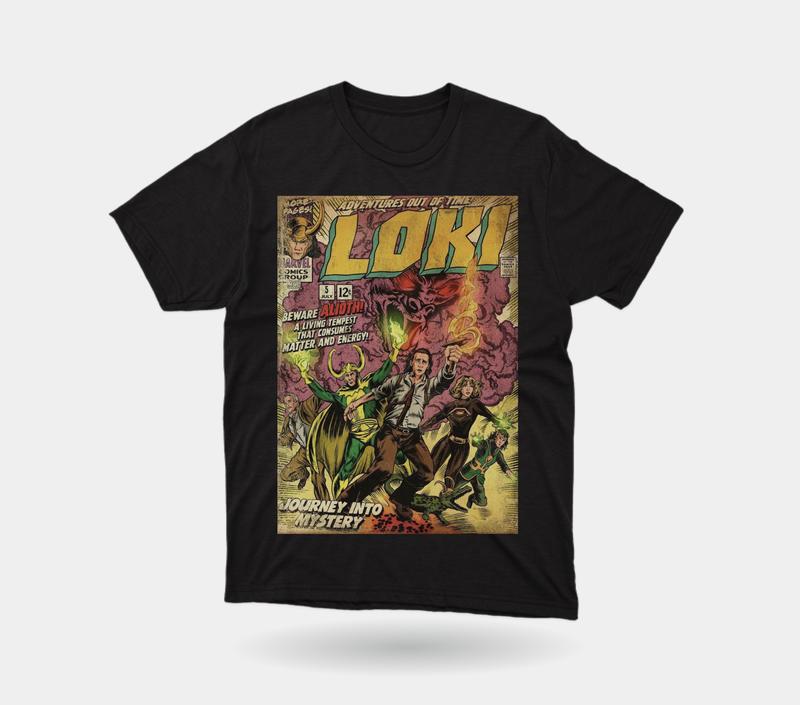 Kaos LOKI COMICS Premium / KAOS DISTRO FILM marvel superhero avengers cotton combed 30s keren vintage murah Hitam Crew Neck Katun 0