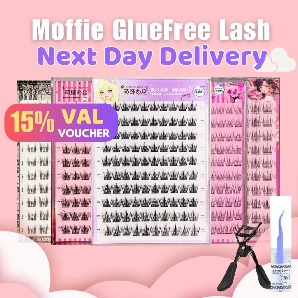 Moffie Glue Free False Eyelash | No Glue Lash Eyelash Extension | Self adhesive Magnetic Eyelash Makeup Self-Adhesive C
