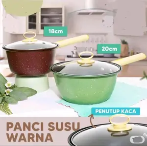 Panci Susu Warna Gagang 18 dan 20 CM Tutup Kaca