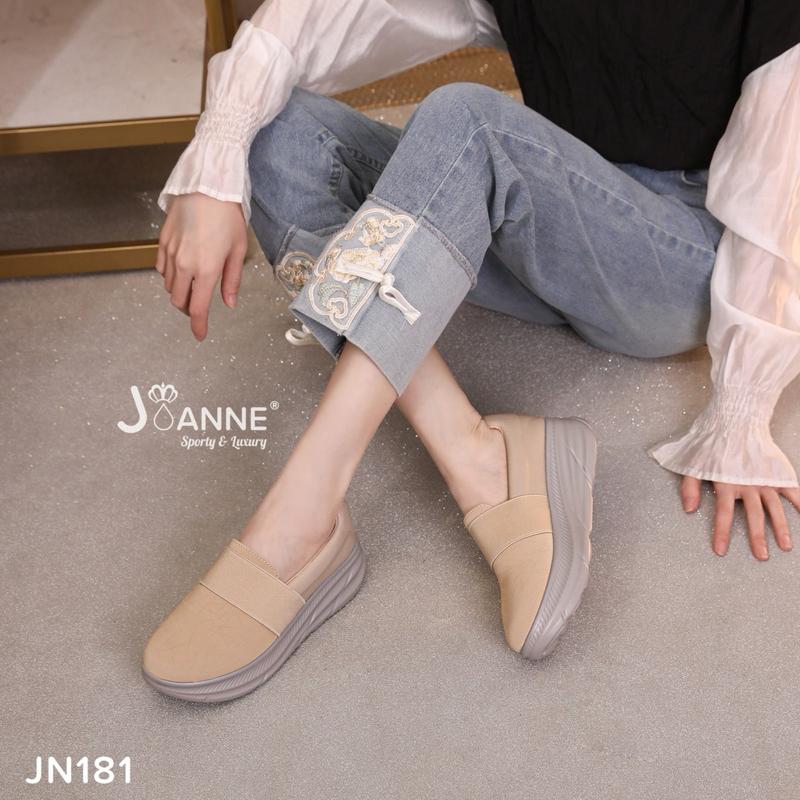 JOANNE Closed Toe Wedges Shoes Sepatu Wanita #JN181 Black Casual 6