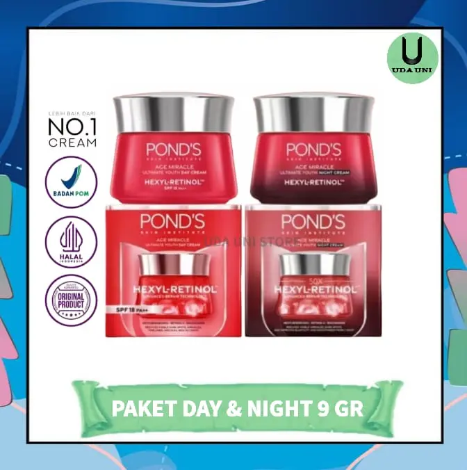 POND'S Age Miracle Day Cream 9gr & Night Cream 9gr Hexyl Retinol Niacinamide