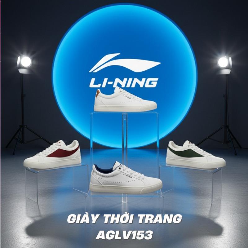  LI-NING Giày Thời Trang Nam AGLV153 Leather Sneaker Da Tổng Hợp Đế Cao Su Phong Cách Trẻ Trung Hiện Đại 