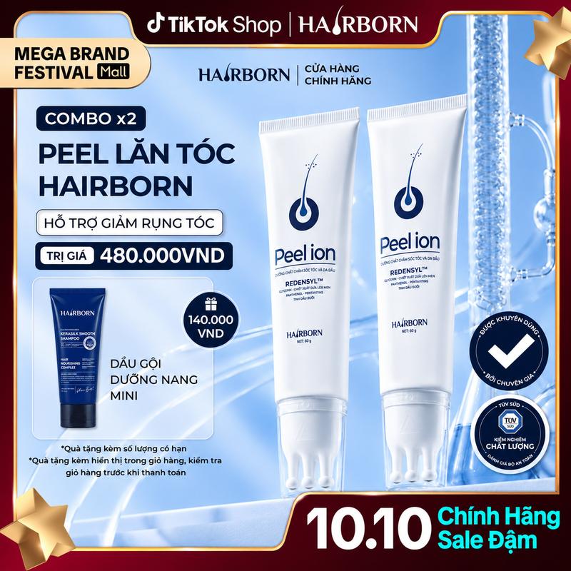 [ FLASH SALE ] Combo 2 Tuýp Peel Lăn Tóc Hairborn Hỗ Trợ Nuôi Dưỡng Tóc, Chăm Sóc Tóc Dưỡng Tóc Giảm Rụng