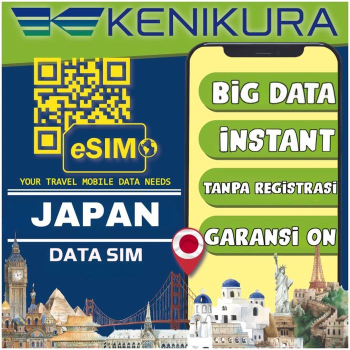 Gambar eSIM Jepang Kuota Data Besar | eSIM Travel Japan 4G/5G | Kenikura - 3 Days, 1GB dari Kenikura Tour Kota Tangerang Selatan Tokopedia