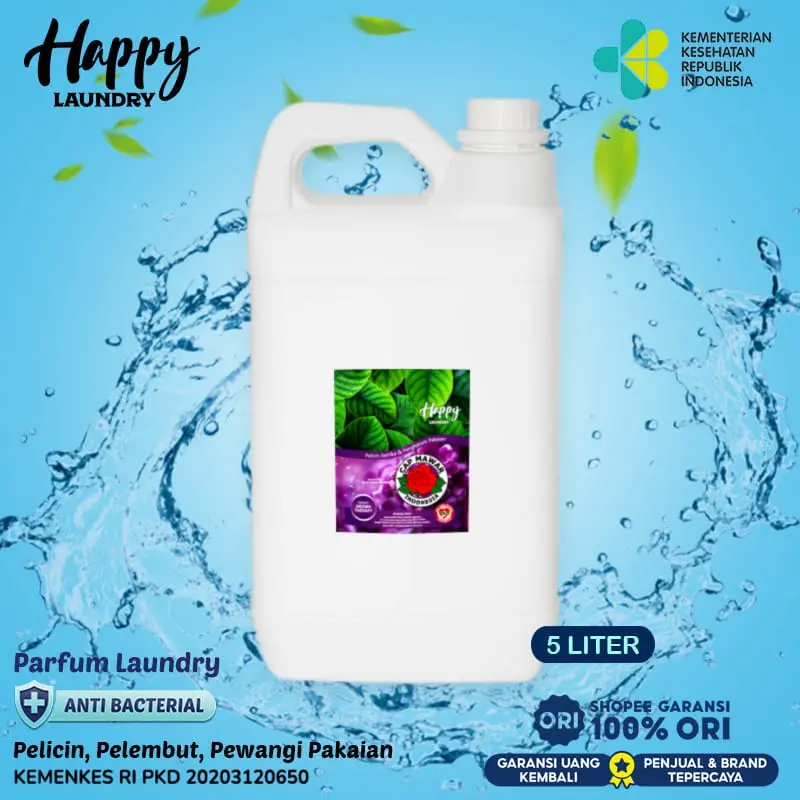 Parfum Laundry Antibacterial Perfume HAPPY LAUNDRY Refill 5 Liter IZIN KEMENKES 5