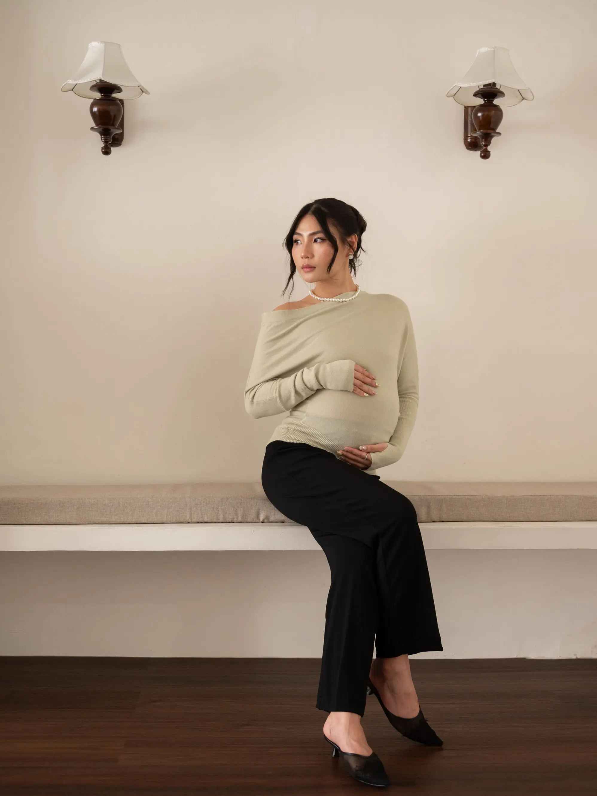 Mombelly Basic Highwaist Cullote Celana Kulot Ibu Hamil Kualitas Premium warna Black