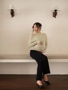 Mombelly Basic Highwaist Cullote Celana Kulot Ibu Hamil Kualitas Premium warna Black