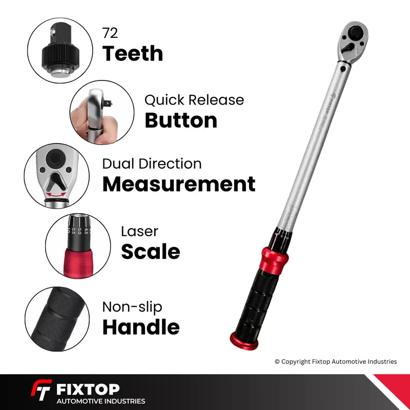 FIXTOP Kunci Torsi Momen 1/2 Inch 10-110 Nm 3/8 Inch 5-25 Nm Torque Wrench Moment Motor Mobil 5