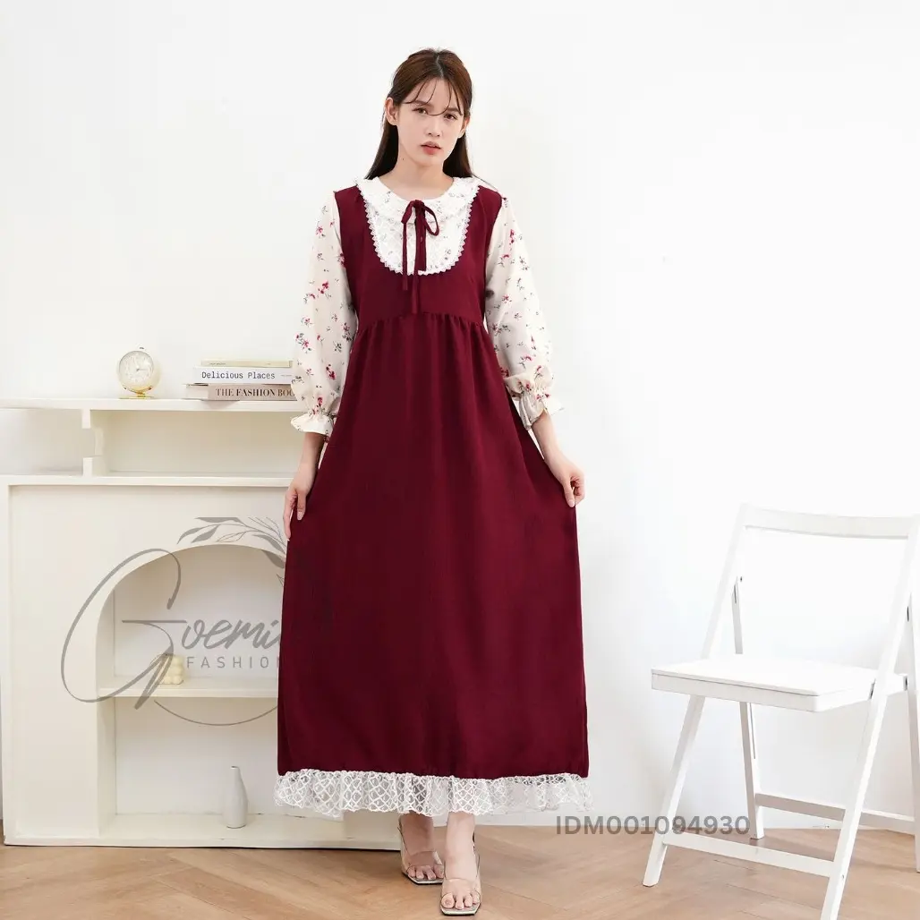 Bless Gamis Dafinah Bahan Cringkle Motif Matsilk Gamis Maxi Simple Elegant Style Muslim
