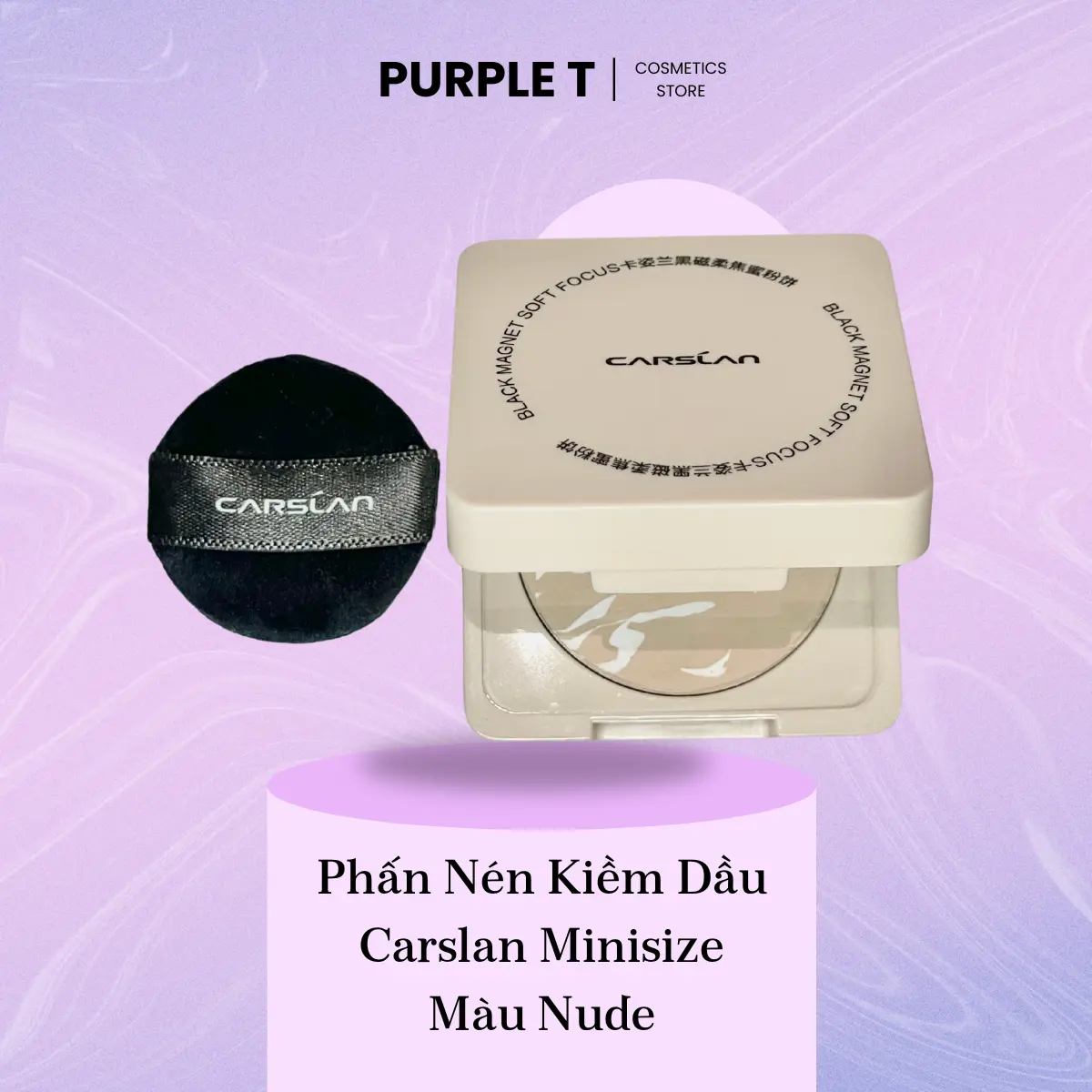 Phấn Nén Carslan Mini Kiềm Dầu Chống Nước Ngăn Bóng Dầu Màu Nude 1,5g