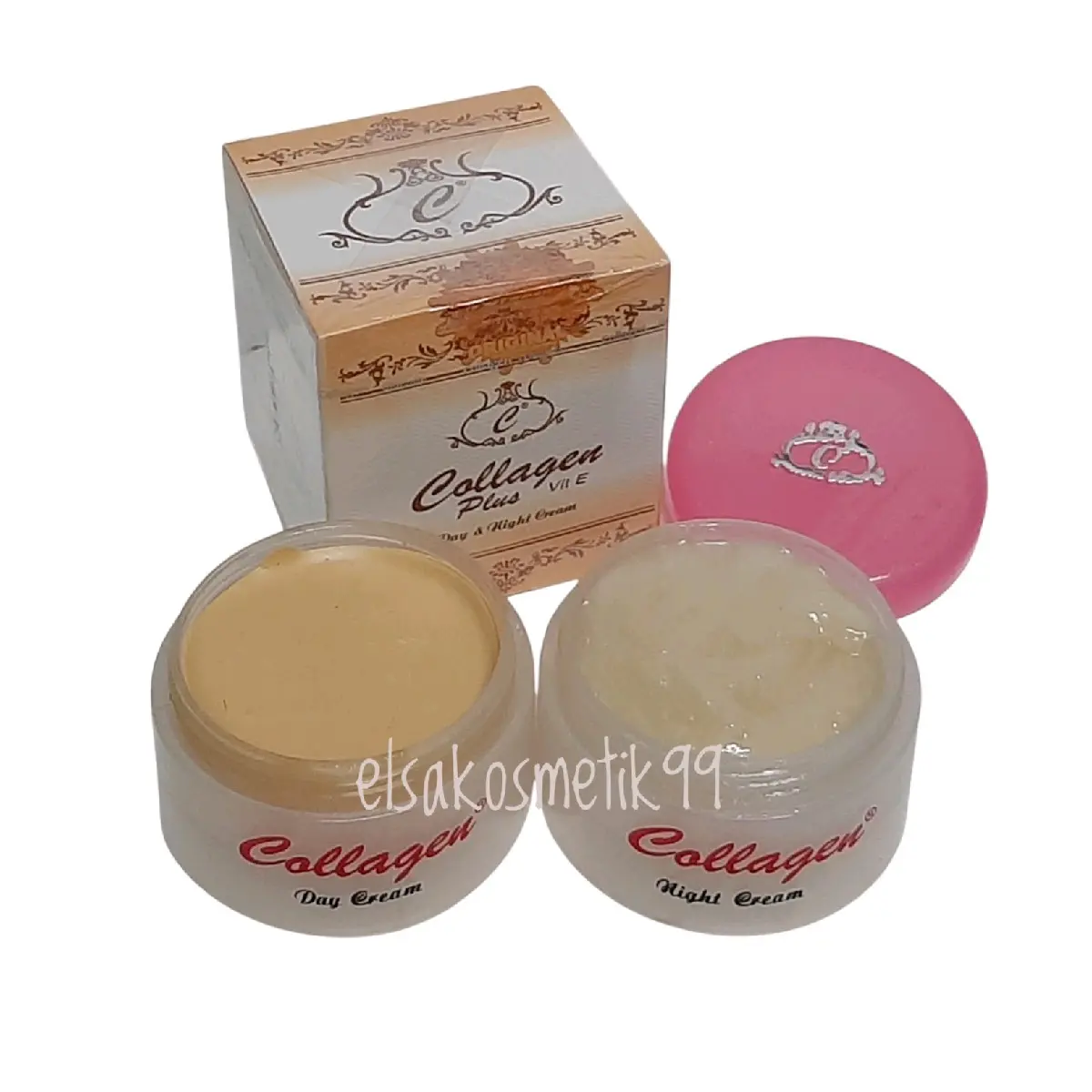 Cream Kolagen Susun Siang dan Malam plus Vit E untuk Kulit Wajah Lebih Kencang dan Halus - Mengencangkan, Berminyak Mencerahkan