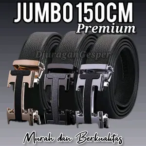 Gesper Logo Ukuran JUMBO 150cm Ikat Pinggang Pria dan wanita Elegan Kulit Men Sabuk Stainless