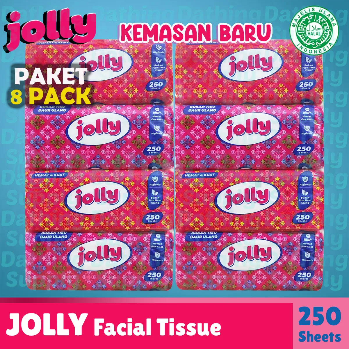 ( PAKET 8 PCS ) Tissue Jolly Facial 250 Sheet by Paseo / Tisu Wajah Berkualitas Harga Terjangkau