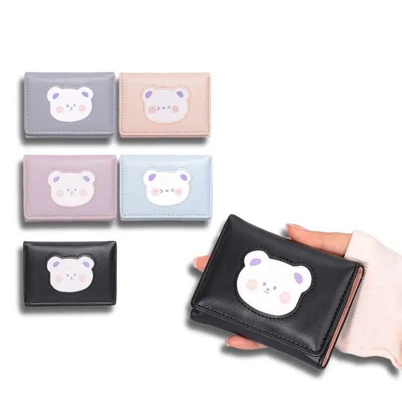 PW40 - ATS Dompet Lipat Wanita Simple Bear Cute Trifold Dompet Wanita Pendek Teddy Korean Style 6