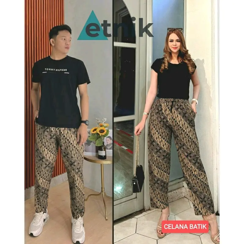 Celana Batik - Celana Boim Bahan Katun Adem - Celana Unisex - Celana santai Harian Motif serong 0