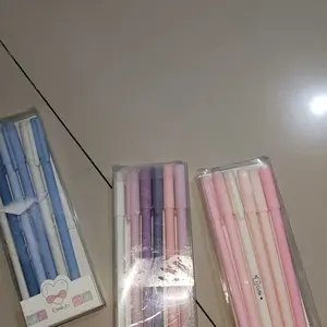 FIVEVOO Pulpen Pena 0.5MM Tabung Jarum Penuh Pena Hitam Cepat Kering Pena Netral/Pena Morandi