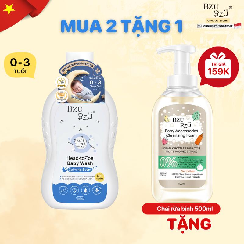 Sữa Tắm Gội Toàn Thân Em Bé BZU BZU Head to Toe Wash Dịu Nhẹ Mềm Mại Cho Da Dung Tích 200ml Cho Bé sữa  tắm 0