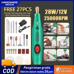 2025 NEW COD-Gerenda listrik Bor Mini 25PCS 12V DC 18000 RPM Mini Drill Electric Engraver Grinder Ukir Kayu Amplas grinder mini listrik Grinding Machine