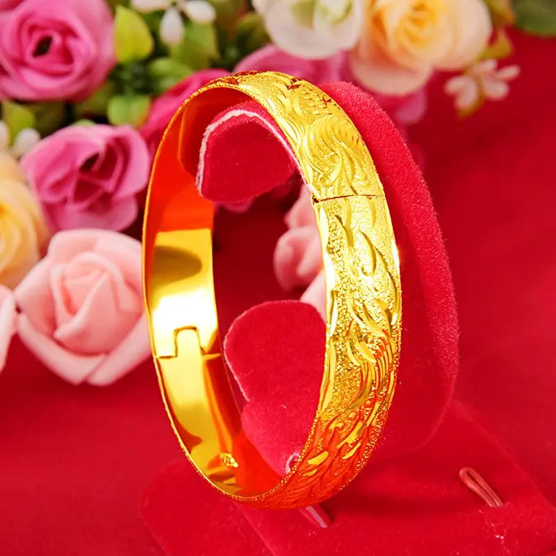 Vòng Tay Khóa Rồng Và Phượng Hoàng Cho Nữ, Vòng Tay Cô Dâu Đám Cưới, 12Mm