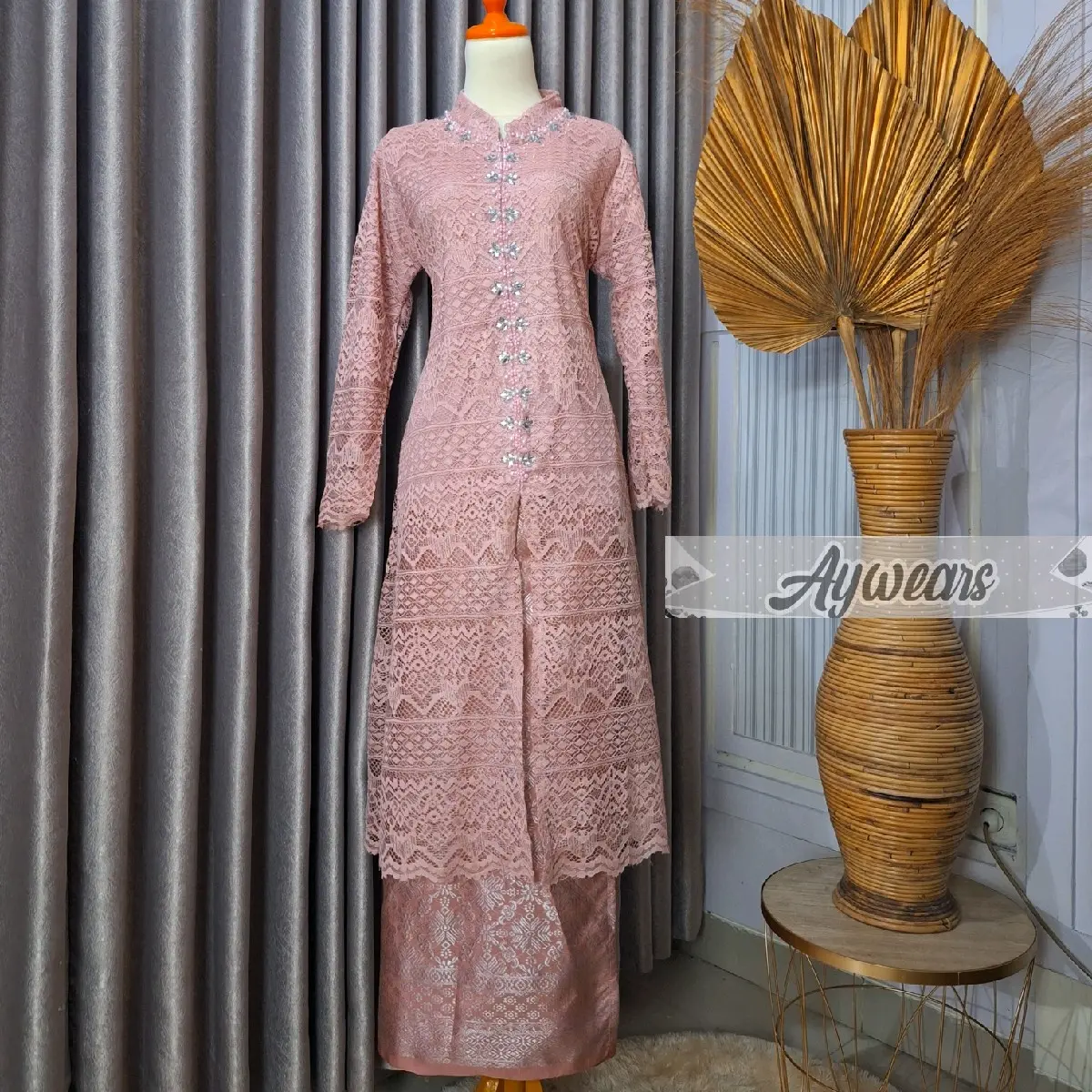 AYWEARS KEBAYA BRUKAT SONGKET / KEBAYA KONDANGAN MURAH / SET KEBAYA MODERN Baju Dress Payet Setelan Pesta