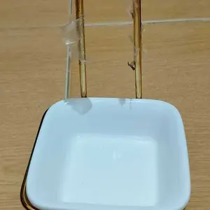 Tempat Sendok Tempat Sauce Stainless Steel Spoon Laddle Stand Holder Rak Sendok Estetik Emas Dengan Mangkuk Keramik