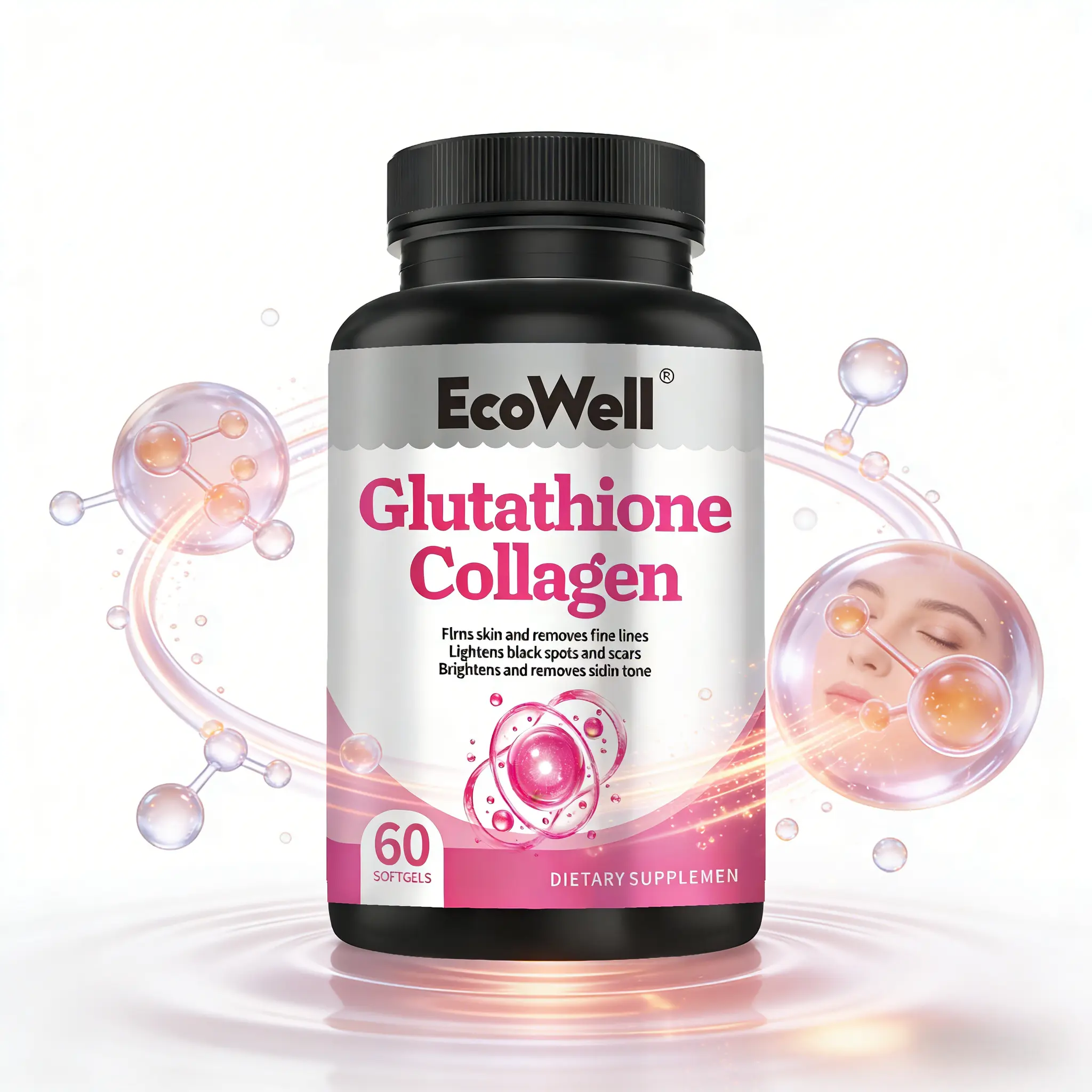 Glutathione + Kolagen, Pemutih Antioksidan + Perbaikan Kolagen, Efek Ganda, Formula Pemutih Anti Penuaan Tiga Efek