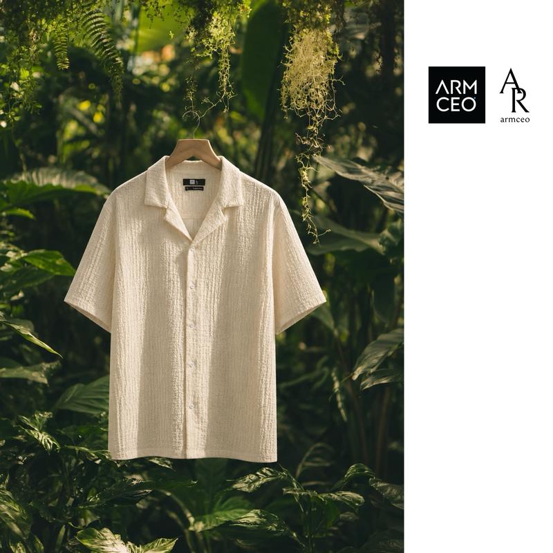 Áo sơ mi curban shirt vải xốp nhăn ARMCEO sang trọng, lịch sự -S14