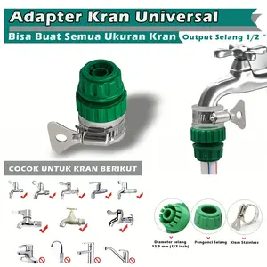Konektor Selang Keran Air Faucet Water Pipe Hose Joint Universal - Konektor Kran Air Universal Cocok Untuk Semua Kran - Adaptor Kran Ke Quick Release Selang Air