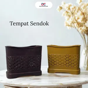 [ 1 PCS ] ( TEMPAT SENDOK DOUBLE ) -  Tempat Sendok Plastik Coklat / Tempat Wadah Sendok Double / Tempat wadah Sendok ganda Praktis