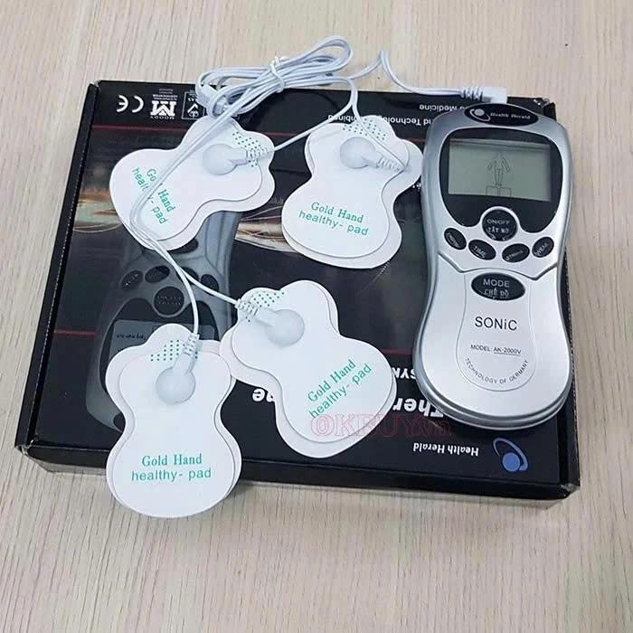 Máy mát sa xung điện 4 Miếng Dán. mát xa lưng vai gáy.