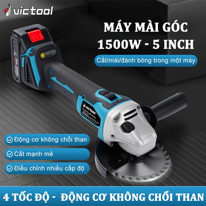 Victool Máy mài cầm tay 1500W,Máy Mài Góc 21V Máy cắt cầm tay Máy mài cắt pin Máy mài góc nhẹ và tiện dụng cho đĩa 125 mm động cơ không chổi than 5cell pin