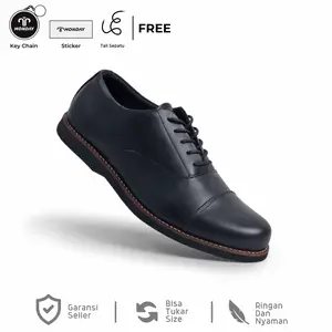 Monday Official - OXFORD BLACK ( GENUINE LEATHER ) - Sepatu Kulit Asli Pantofel Forma Pria Shoes Kerja Hitam Kasual