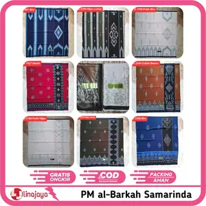 Sarung PM AL-BARKAH Extra Jumbo Pulau Mas Samarinda Kain Licin Klunyur Putih dan Warna Adem Santai